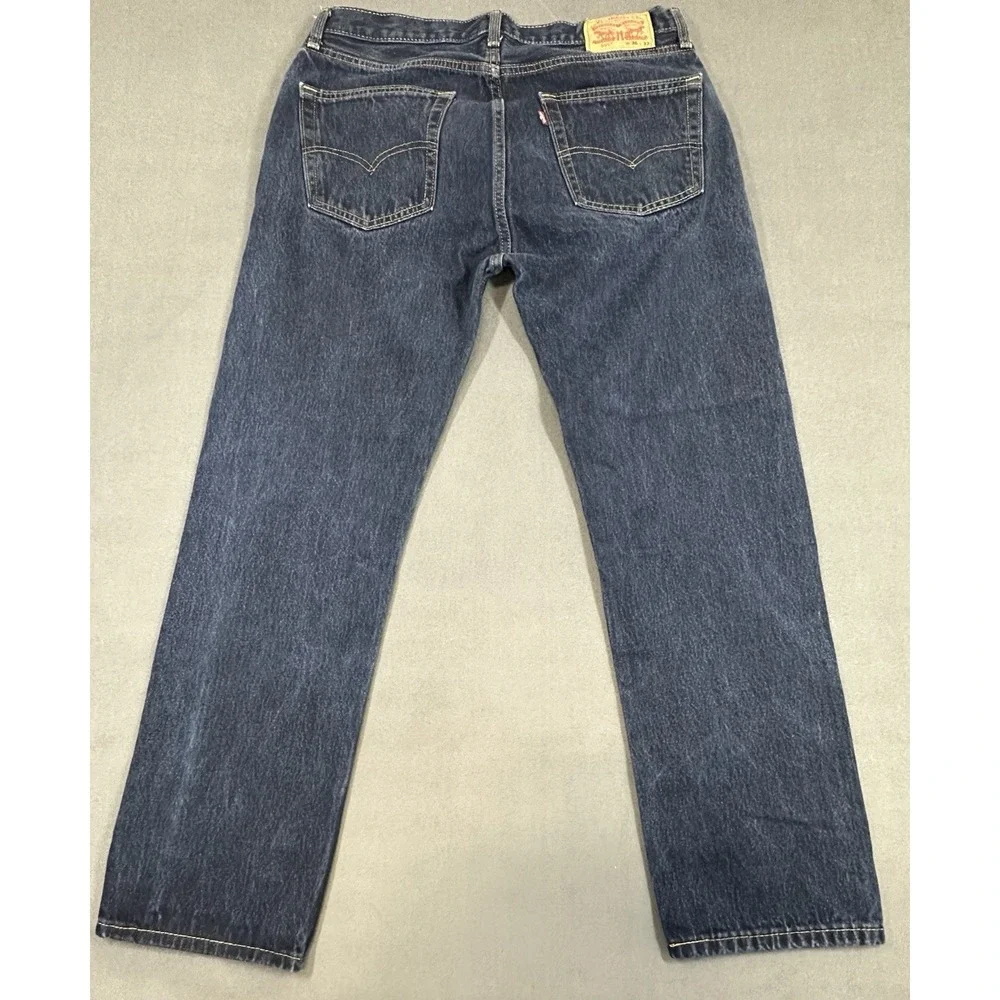 Levi's 505 Jeans Straight Leg Zip Fly Dark Blue Denim Mens Size 36x32